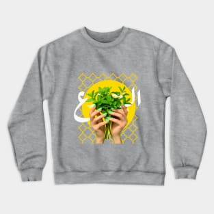 Hands holding bouquet of Mint Crewneck Sweatshirt